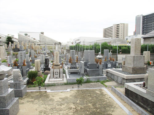 尼崎市御園古墳墓地の墓地内写真